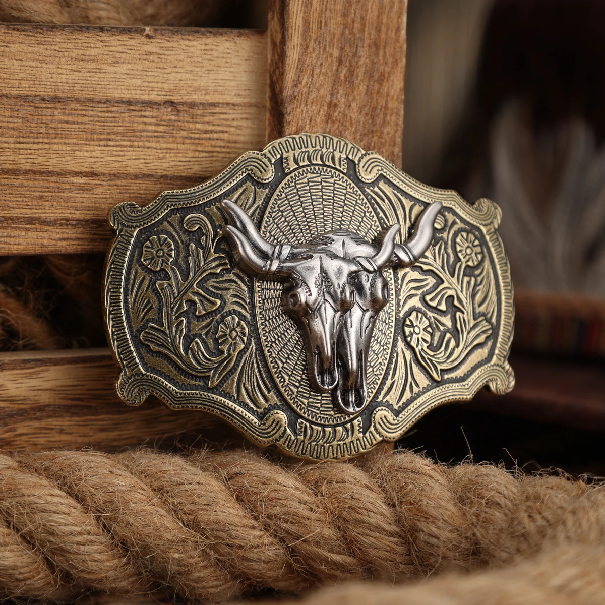 A Belt Buckle Head - A Western Cowboy-Style Belt Buckle Head - A Metal Buckle Head