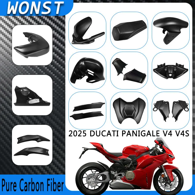 

For DUCATI Panigale V4 V4S 2025 100% Carbon Fiber Front Fender Side Panel Full Fairing Kits Motorcycle Accessories