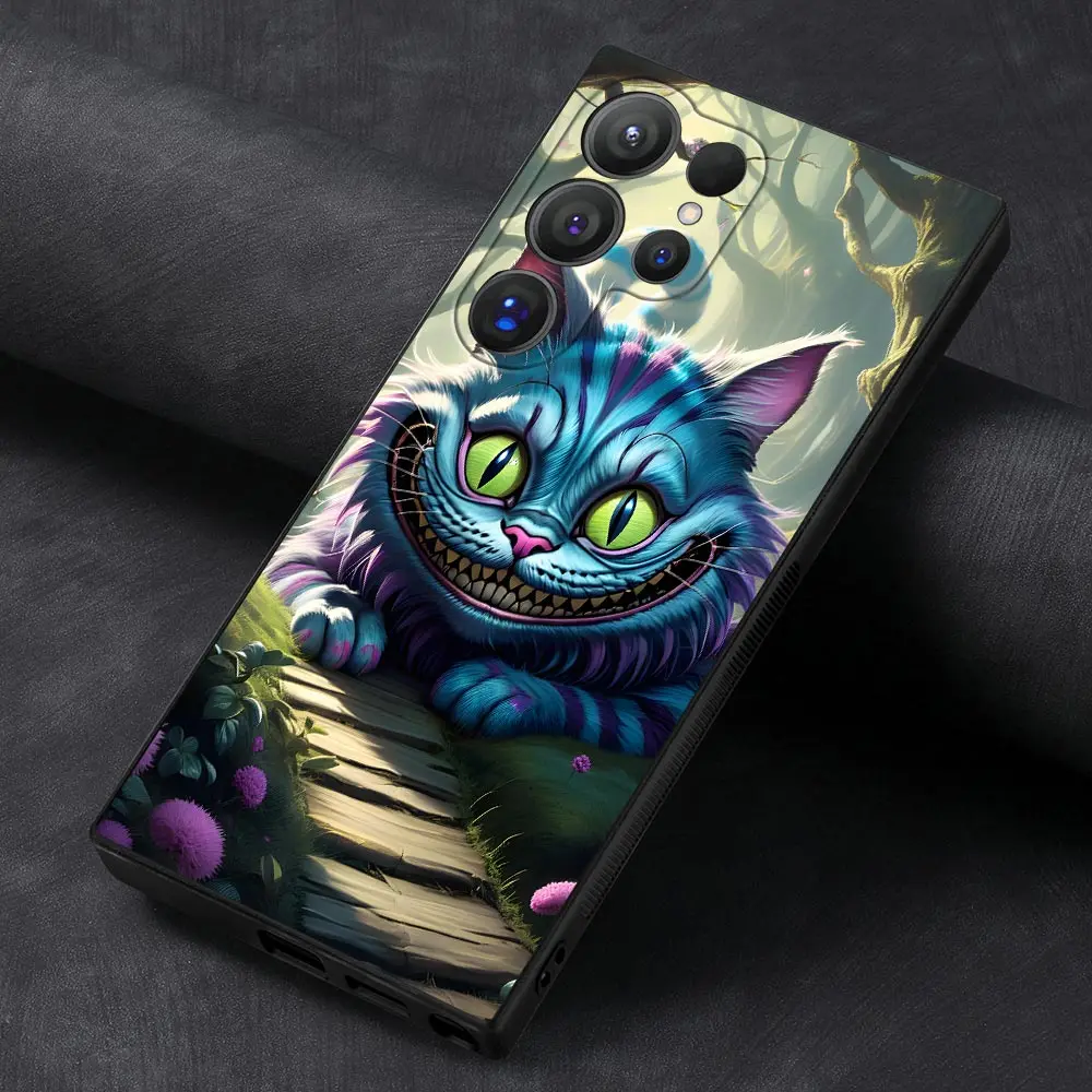 Disney Cheshire Cat Alice in Wonderland Case For Samsung Galaxy S24Ultra S23 S21 S20 Fe S10 S25 S22 Plus S24 Ultra Black Cover