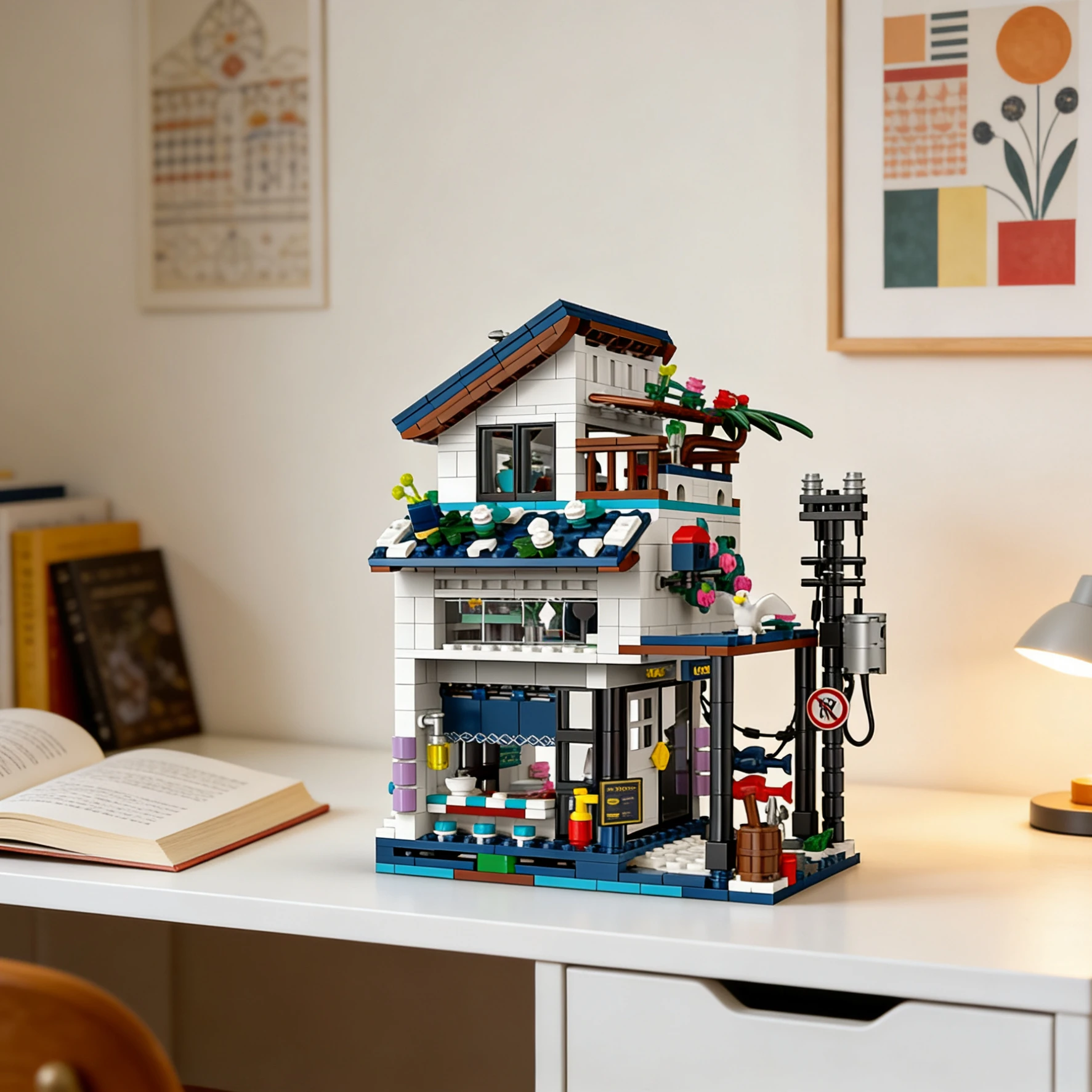 3in1 Strandhaus-Bausteine, Heimdekorationsbausteine, DIY-Lernspielzeug, pädagogischer zusammengebauter Baustein