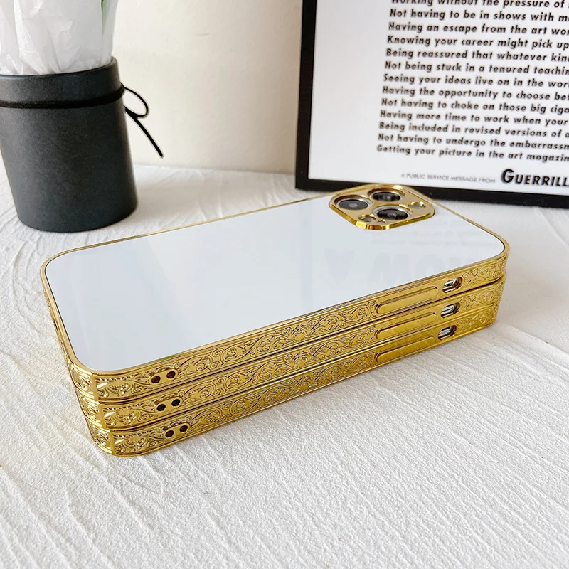 10pcs Luxury plating gold sublimation blank phone case for iphone 16 15 14 plus 13 12 pro 11 max xs x xr 7 8 se 2020 2022 cover