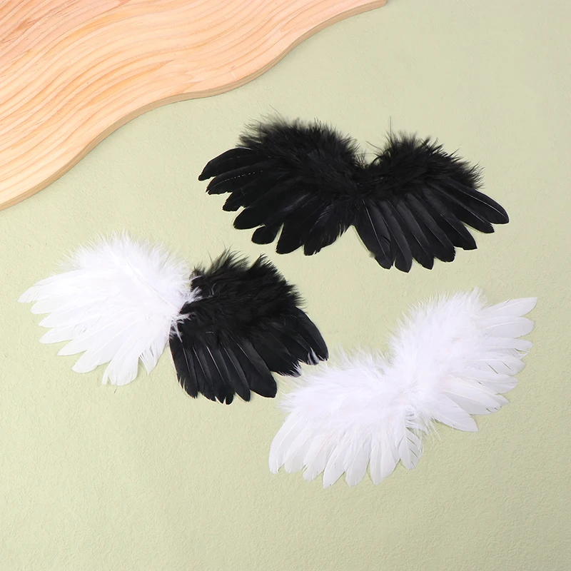 White Black Crafts Kids Mini Feather Angel Wing Doll Newborn Dog Pet Doll Decoration Party Birthday Gift Easter Valentines Day