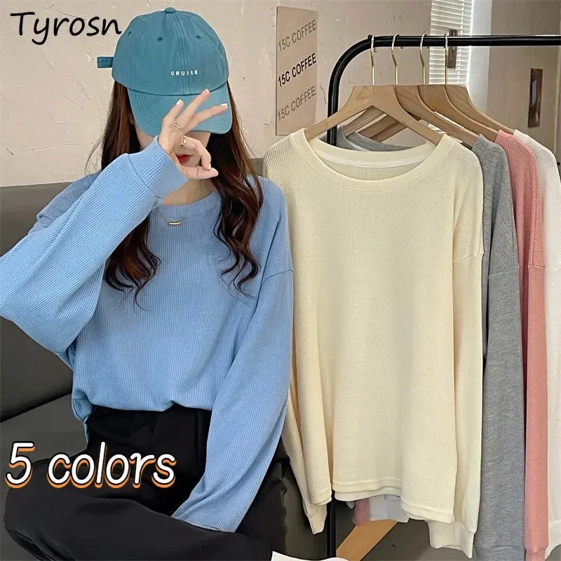 5 Colors T-shirts Women Classic Simple Pure Loose Design Drop-Sleeves Ins Casual autumn Japanese Style All-match Daily Students