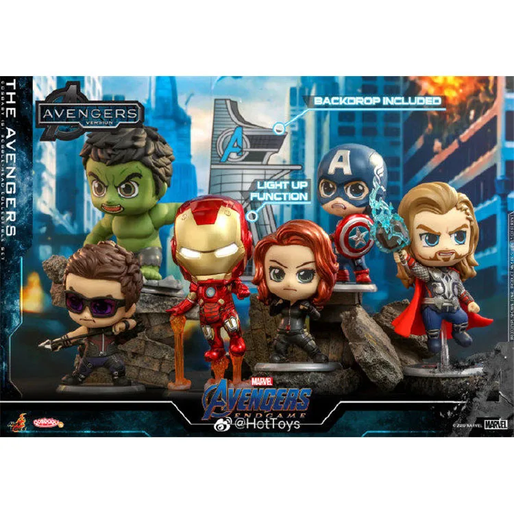 

Stock Original Hot Toys COSBABY Avengers Endgame Thor Captain America Iron Man Black Widow Hawkeye Hulk Mini Collection Doll Toy