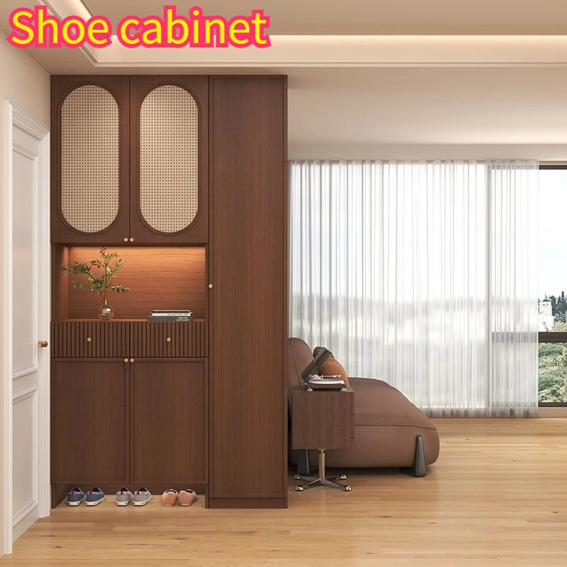 Shoe Cabinet Entrance Cabinet Advanced Light Luxury Medieval Style Partition Cabinet Shoe Changing Stool Multi-layer Locker