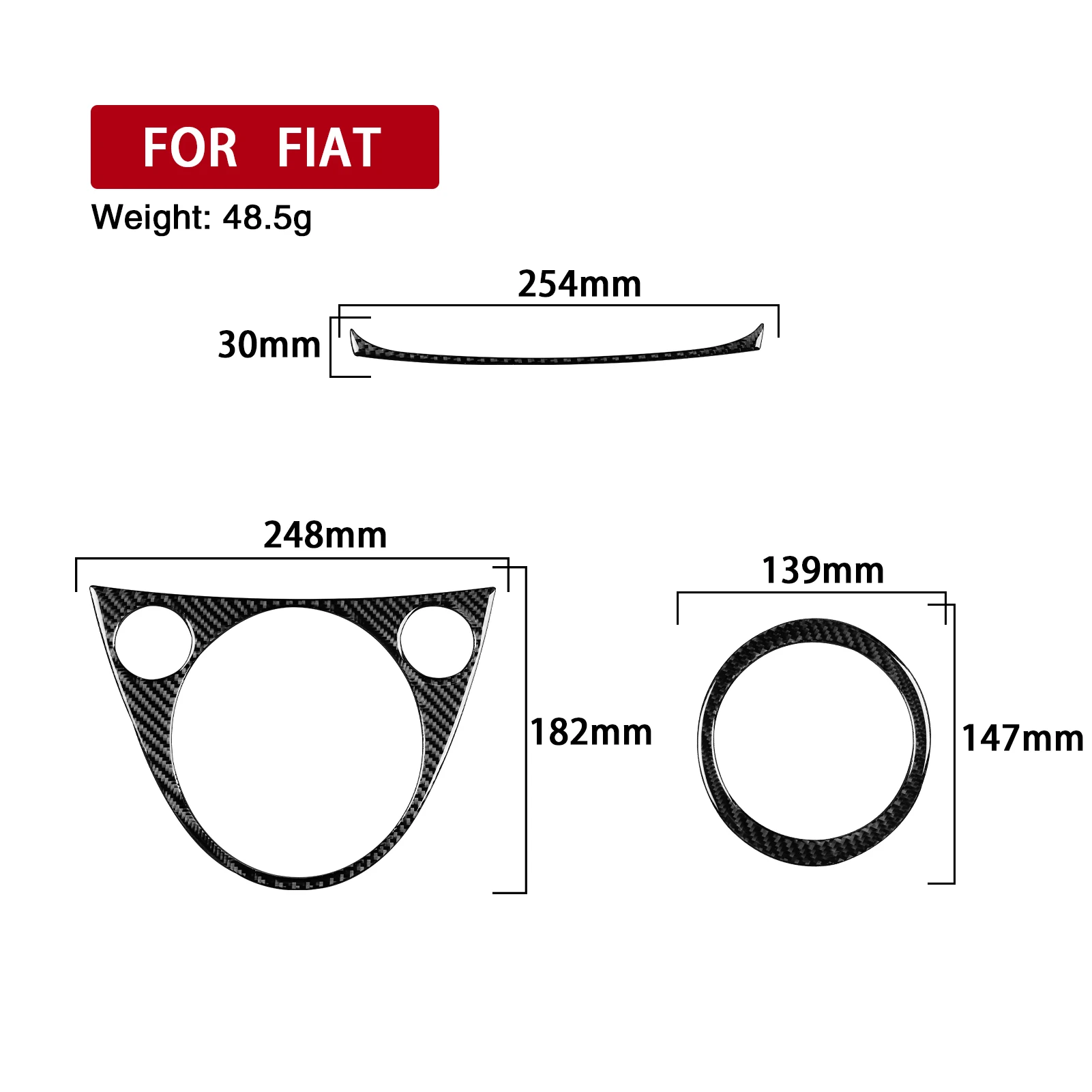 3pcs Carbon Fiber Interior Gear Shift Surround Frame Trim For Fiat 500 2012-2015 Car Interior Mouldings