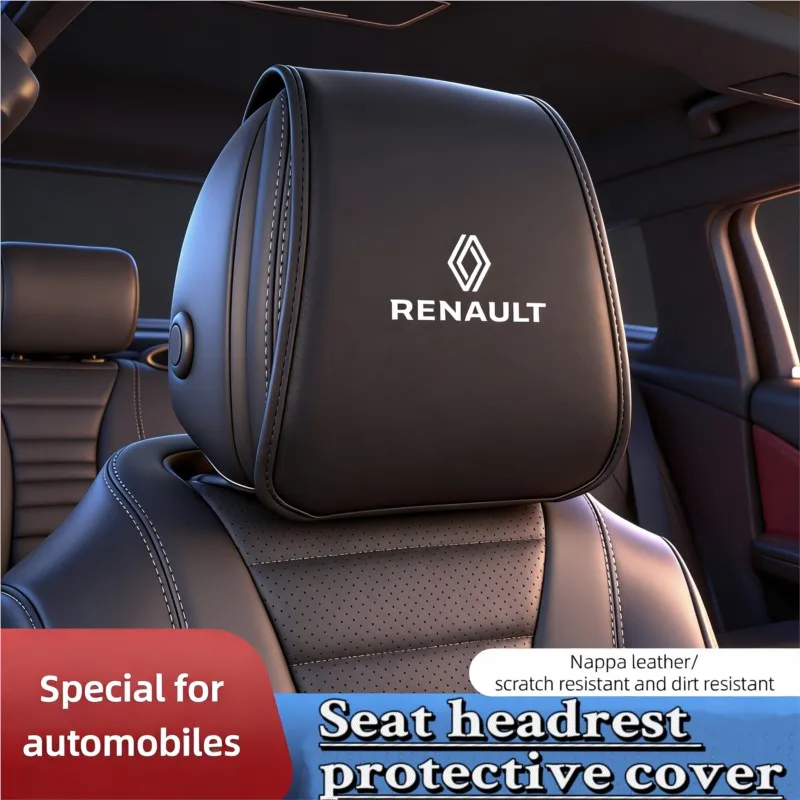 

2Pcs Leather Car Headrest Protective Cover Storage Bag Leather Pillowcase For Renault RS Megane 2 3 4 Trafic Scenic 2 Clio Captu