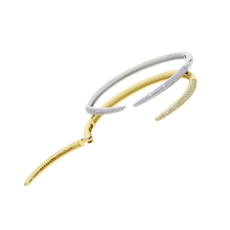 Micro Pave 5A Cubic Zirconia Spike Open Adjusted Bangle Bracelet For Women Geometric Classic Fashion Jewelry