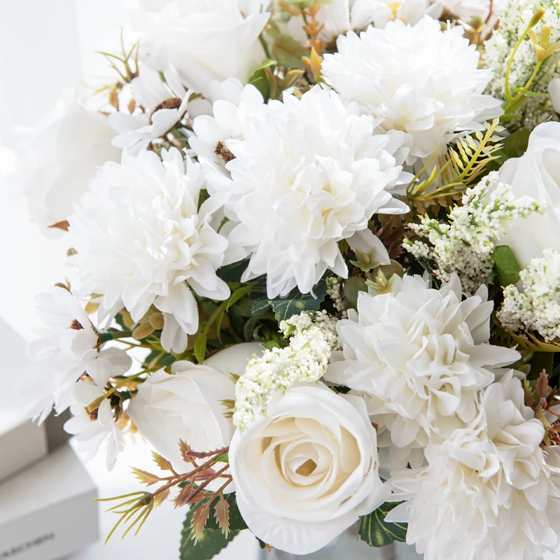 1PC Künstliche Blumen Günstige Neue Jahr Dekoration Hochzeit Garten Pfingstrose Bogen Weihnachten Hause Gefälschte Seide Rose Hortensien Vase für – Detail 15