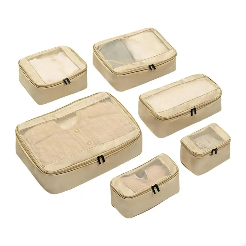 6 Pack Durable Clothes Packing Cubes Made Of Sturdy Fabric For Organized Travel 37JD