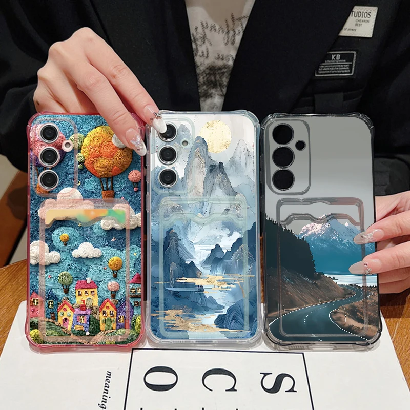Mountain Landscape Pattern Phone Case For Samsung Galaxy S25 FE S26 S24 S23 Ultra S22 Plus S25 Edge Clear Card Bag Wallet Cover view 6