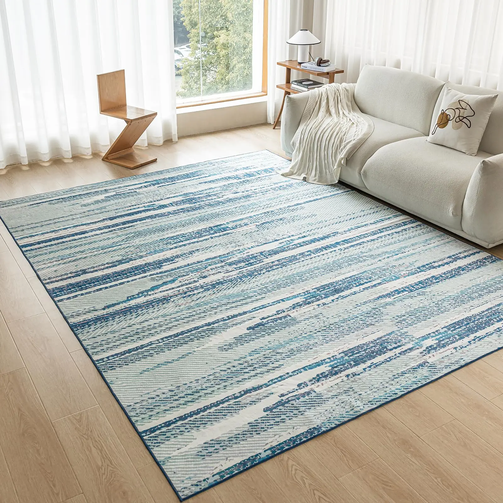 

1 шт. Супермягкий синий ковер из искусственного кашемира современного искусства — темно-синий Serenity