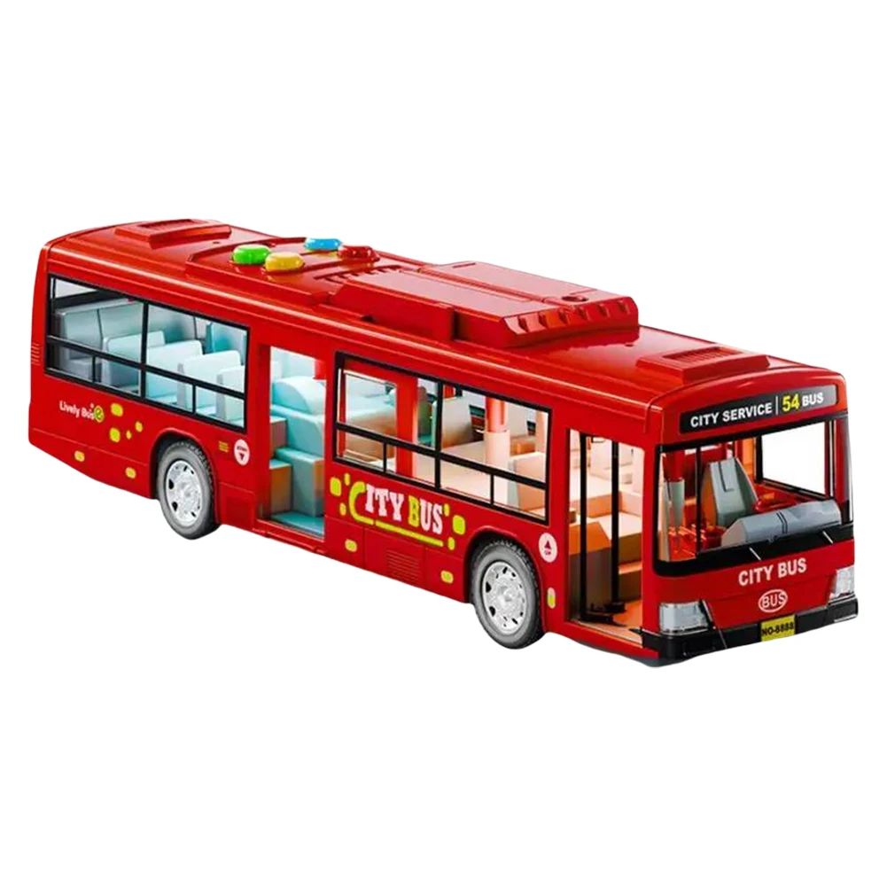 Electric City Bus Toy Educational Play Vehicles Toy Openable Door Battery-Operated Car Model Toy Interactive for Boys Girls