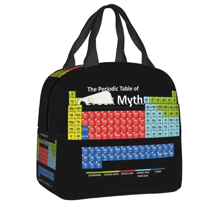 

Periodic Table of Greek Mythology Portable Lunch Boxes Women Science Teacher Gift Cooler Thermal Food Insulated Lunch Bag Office