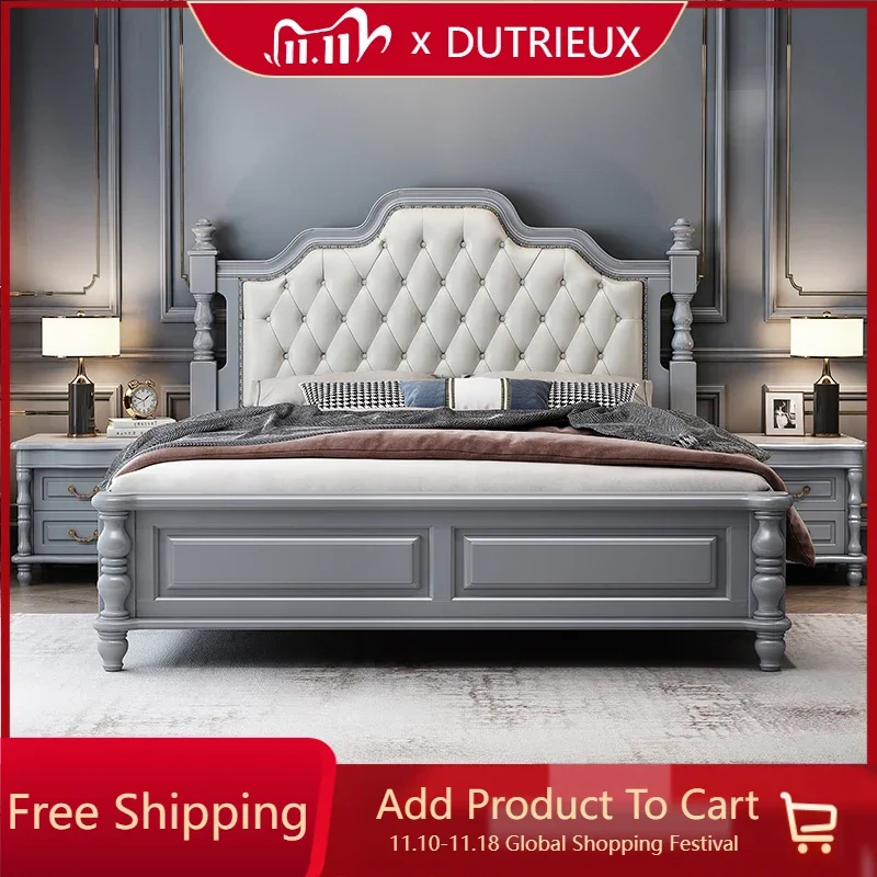 

Pretty European Queen Bed Tall Headboard Drawers Luxury Bedroom King Beds Frame Bases Modern Lit 2 Personnes Furniture Home