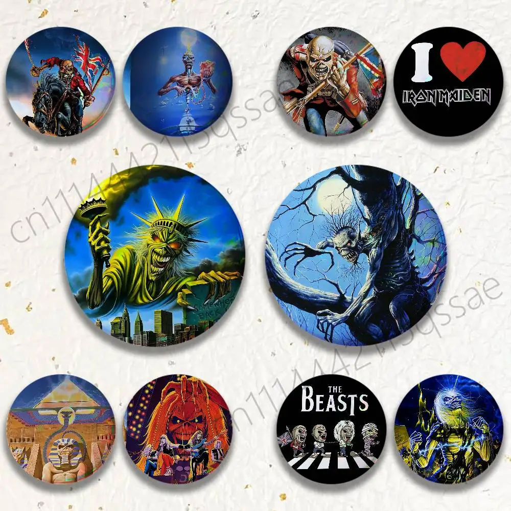 Eddie The Head Band I-Iron M-Maiden 25/32/44/58/75mm Badges Button Round Creative Pin Brooch Badge Bag Decor Accessories
