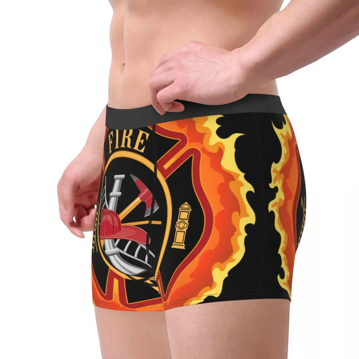 Firefighter Cross With Flames Boxer Shorts For Homme 3D Print Fire Rescue Fireman Underwear Panties Briefs Soft Underpants