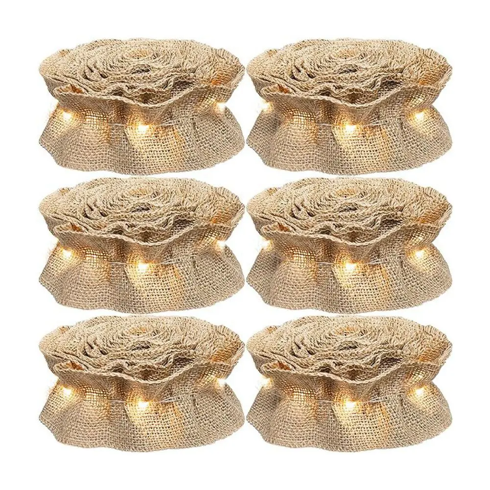 LICE-6 rotoli LED rustico albero di Natale ghirlanda nastro artigianale con luci a LED per decorazioni natalizie