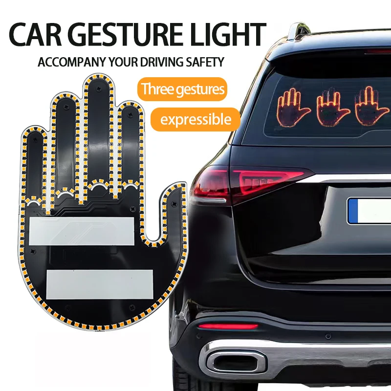 

Car Finger Light with Remote Control Led Lighting Gesture Light Road Rage Sign Middle Finger Gesture Palm Light Accessories