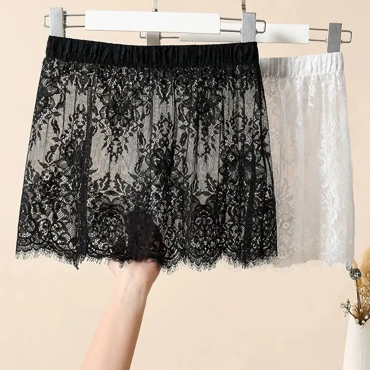 Lace Hem Sweatshirt Base Layer Inner Wear Overlap Spring Autumn Winter New Style High Waist A-Line Skirt Loose Fit Nylon Fabric
