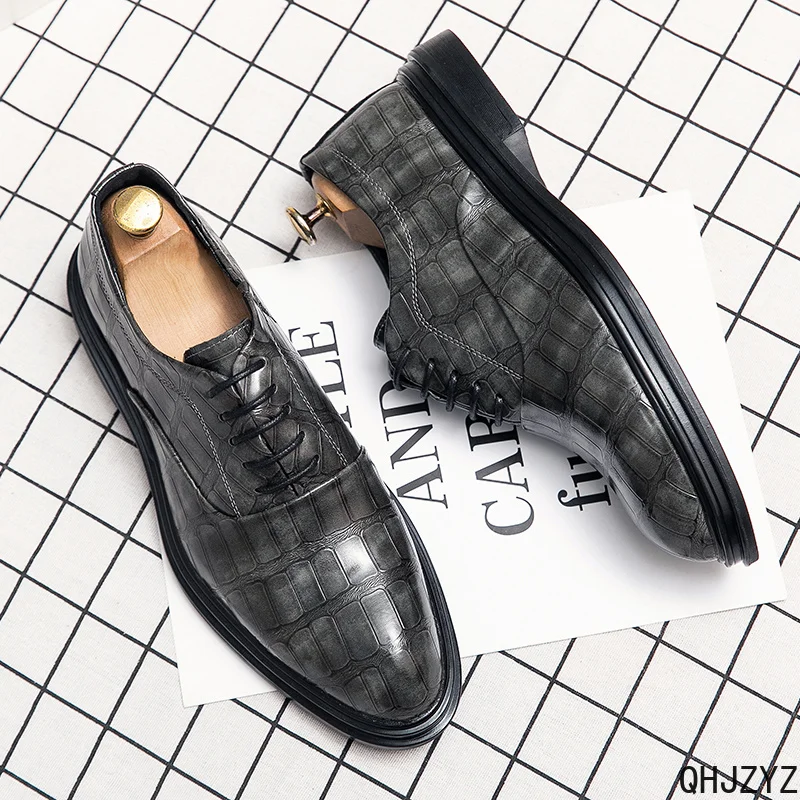 Men's Pointed Oxford Dress Shoes Leather Casual Office Wedding Shoes Gentleman Luxury High Quality