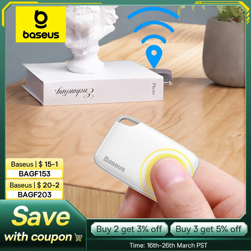 Baseus Wireless Smart Tracker Anti-Lost Alarm Key Finder Child Bag Wallet Finder Security Alarm Portable APP GPS Record Tracker