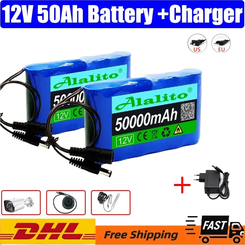 

Durable Rechargeable Battery 3S2P 12V 50000mah Lithium Battery Pack Capacity DC 12.6V 50Ah CCTV Camera Monitor with Charger