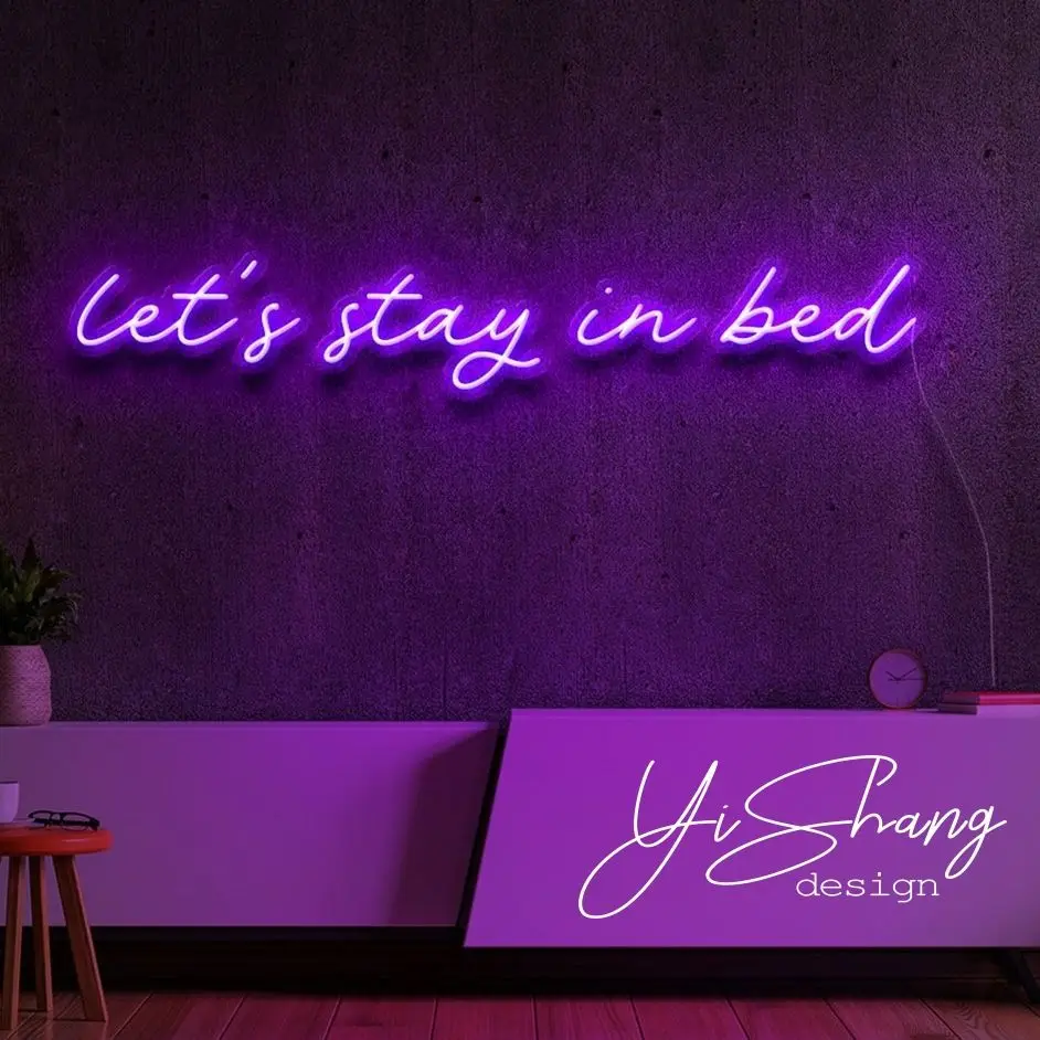 Let's Stay Ln Bed Neon Sign, Custom Neon Sign, Lights Room Decor Bedroom, Wall Decor, Home Decor, Personalized Gifts