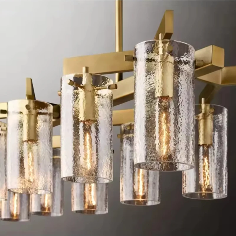 Modern Glass Chandeliers LED  Linear Chandelier Decoration Dining Room Living Room Bedroom Hanging Lamps Lustre