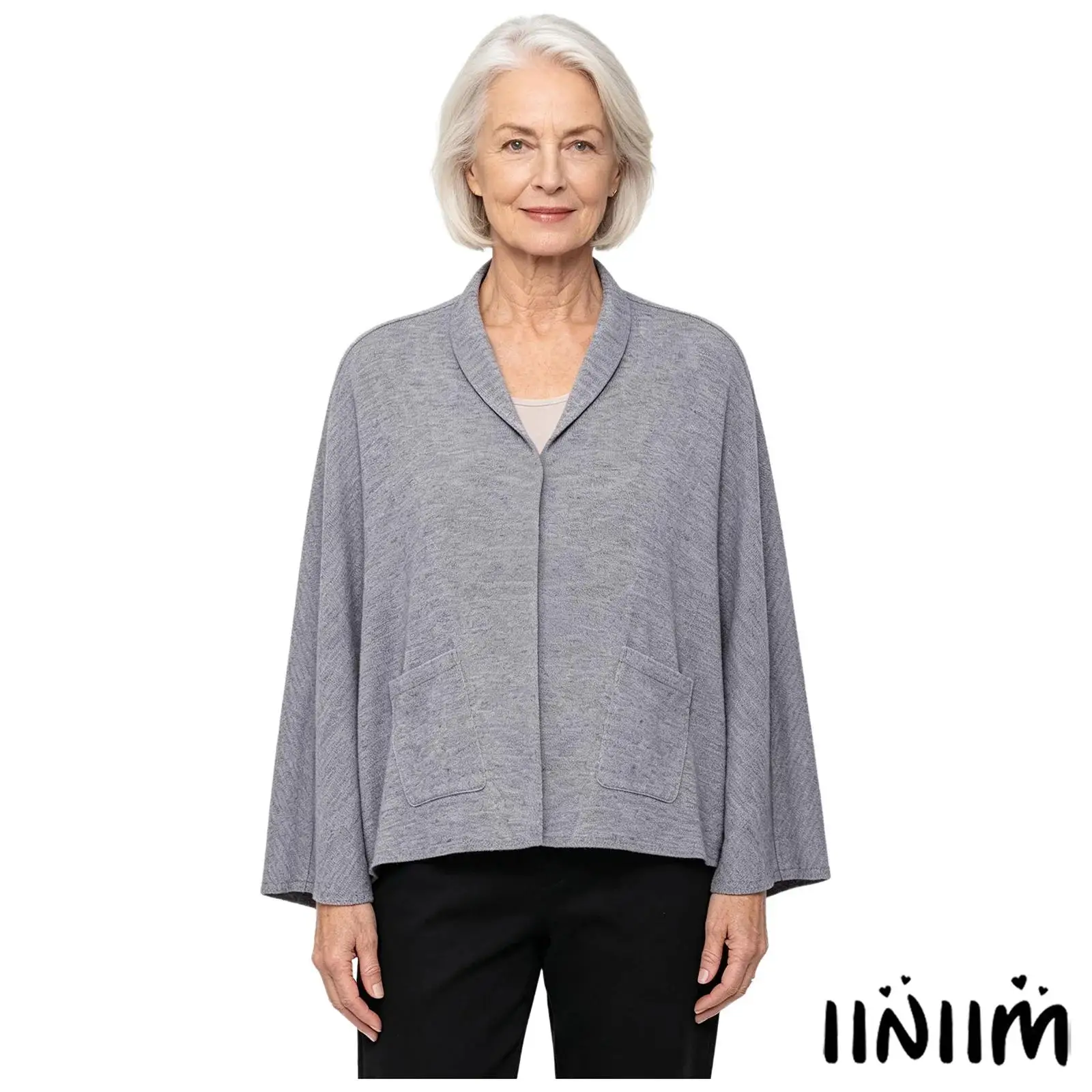 Women Adaptive Cardigan Cape V Neck Button Down Warm Shawl Shirt with Pockets for Elderly Nursing Home Special Needs