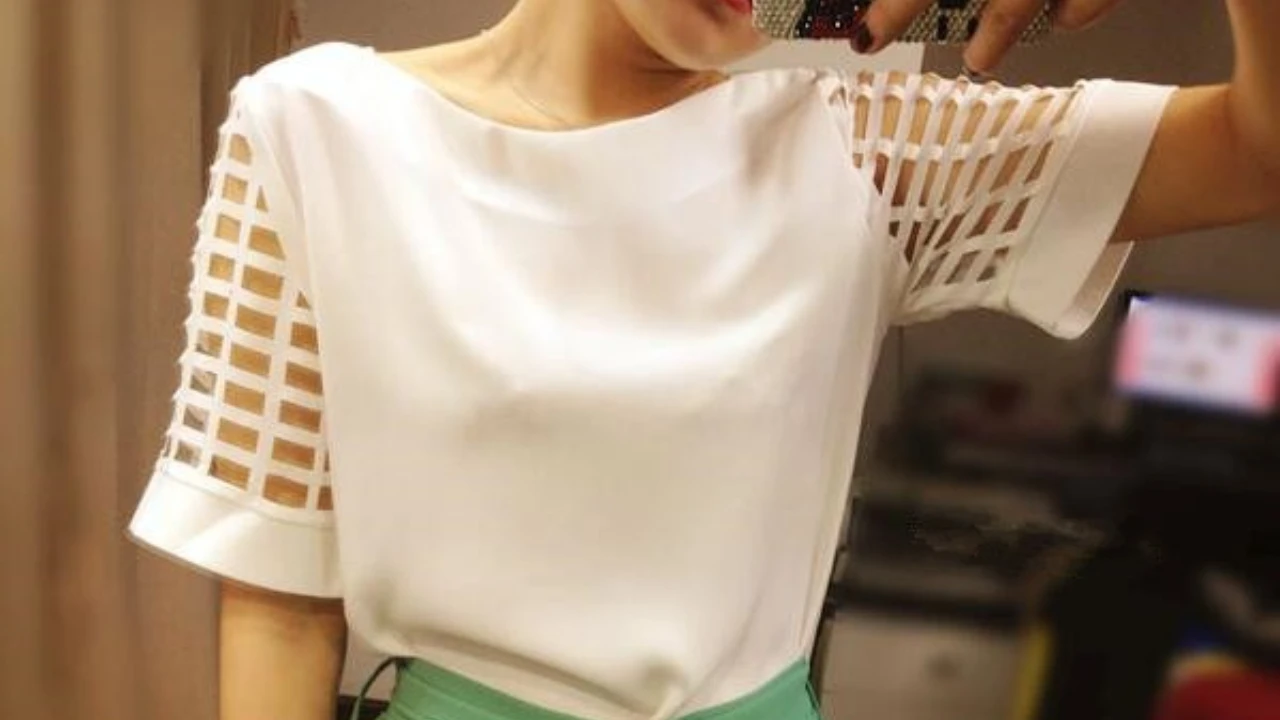 Summer Blouse Sexy Women Ladies Hollow Sleeve Slash Neck Loose Solid Shirts Casual Tops