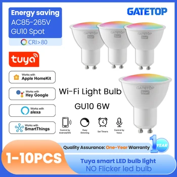 1-10PCS Tuya WiFi GU10 LED Spotlight Smart Light Bulb Dimmable 1-100% Lamps Smart Life App