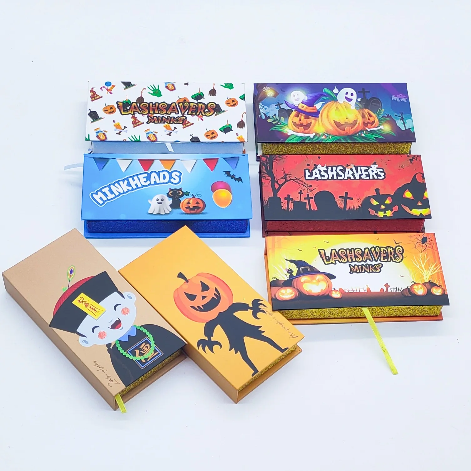 Trống Làn Mi Hộp Bán Sỉ 10/30/50 Hộp Halloween Nam Châm Lông Mi Bao Bì Ốp Lưng Rõ Ràng Khay 25Mm Chồn Làn Mi bộ Sản Phẩm