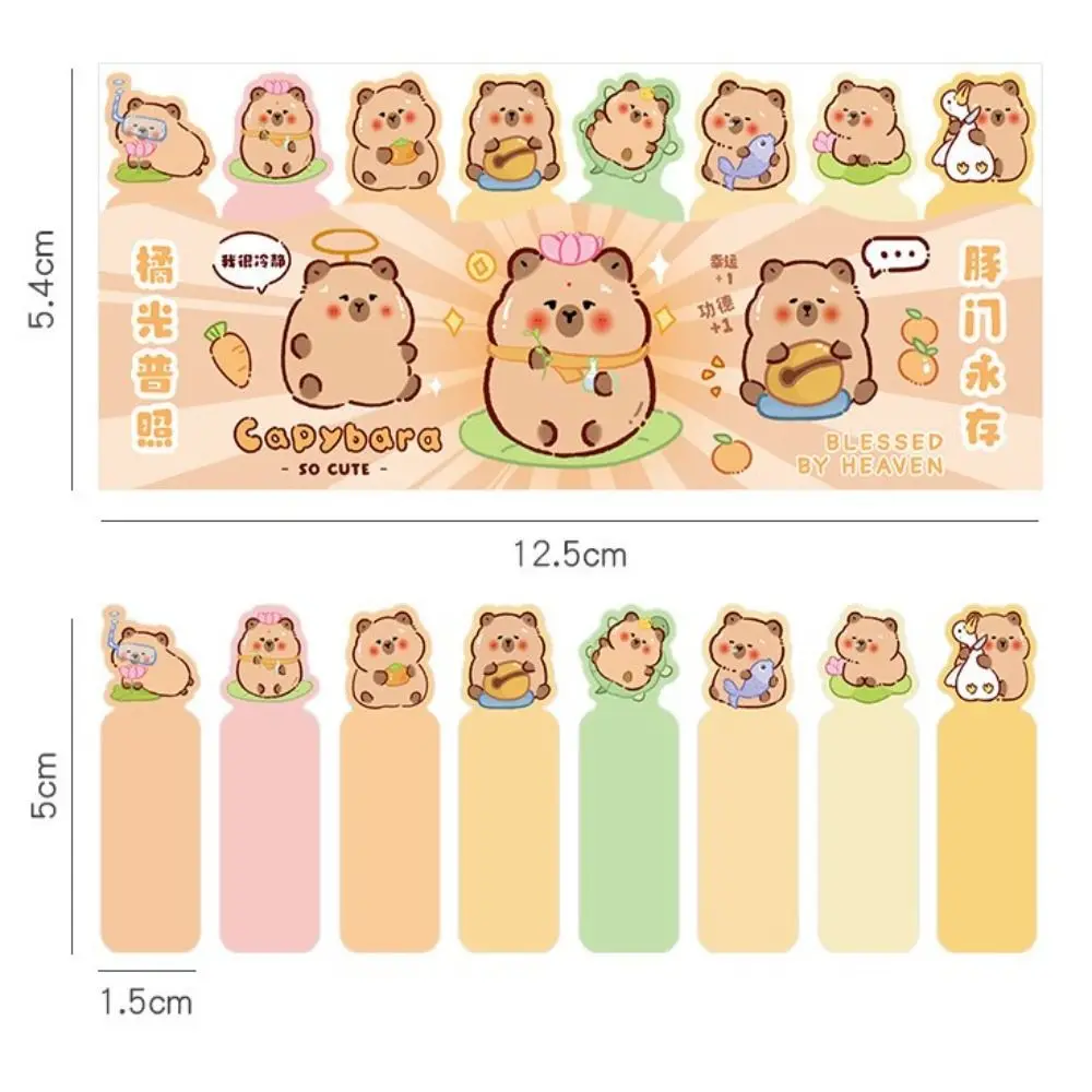 Cute Cartoon Capybara Index Sticky Calendar Marking Labels School Supplies Writable Page Marker Self Adhesive Sticker Paper