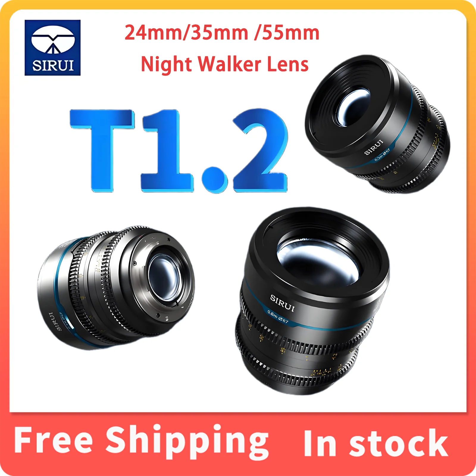 

SIRUI Night Walker 24mm 35mm 55mm T1.2 16mm 75mm S35 MF Large Aperture Cine Lens For Sony E Fuji X Lumix MFT Canon RF Cameras