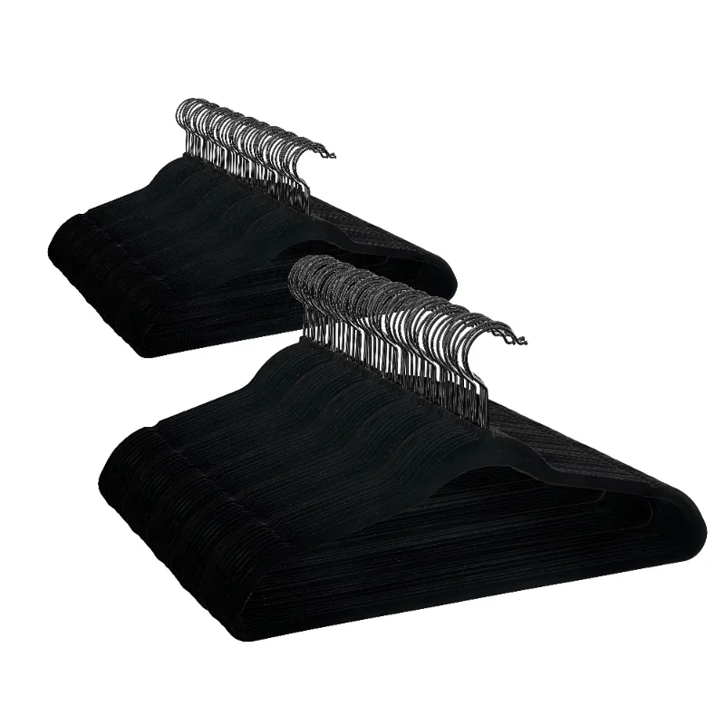 

HOME.100 Pack, Velvet Adult Clothing Hangers, Black, Non-Slip, Space Saving,Fast delivery