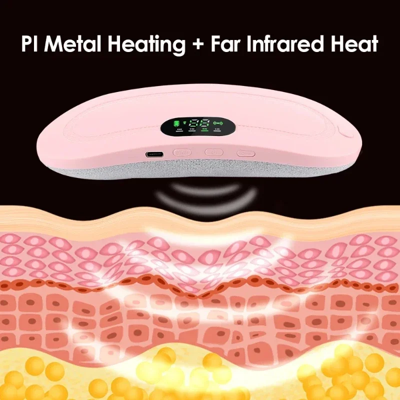 Electric Menstrual Heating Pad Smart Warm Palace Belt Abdominal Belly Vibration Massager Period Pain Relief Waist Cramps Device view 2