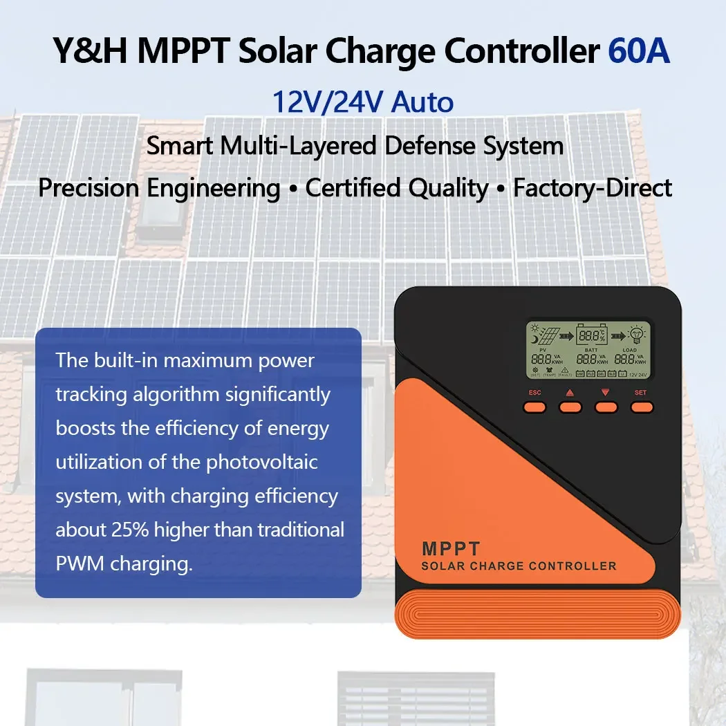 Контроллер заряда солнечной батареи MPPT 20A 40A 60A 12V 24V для регулятора напряжения аккумулятора GEL SLD FLD LI MAX PV Input 50 Ro 100V