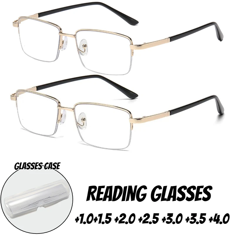 

Новые мужские очки для чтения высокой четкости с защитой от синего света, модные деловые очки в полуоправе, классические роскошные очки для пресбиопии