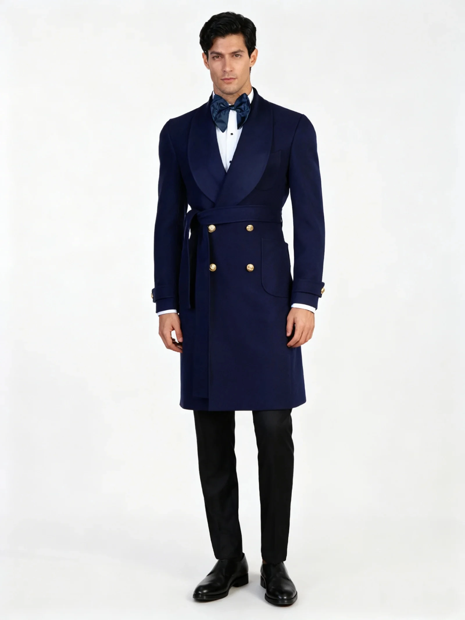 

Темно-синие шерстяные мужские костюмы, цельный длинный пиджак, кашемировое пальто, свадебные смокинги, зимняя официальная офисная мужская куртка по индивидуальному заказу