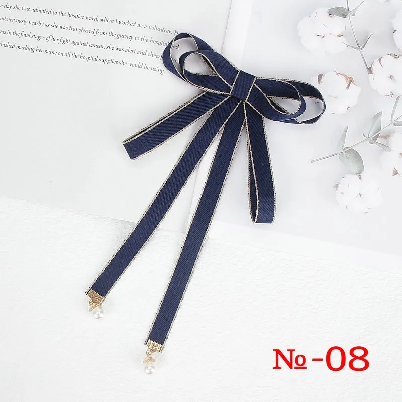 Perle Band Brosche Pin Frauen Fliege Vintage Schule Mädchen Weiß Kragen Schmuck Bowknot Shirts Krawatte Candy Farbe Rot Schmetterling – Detail 8