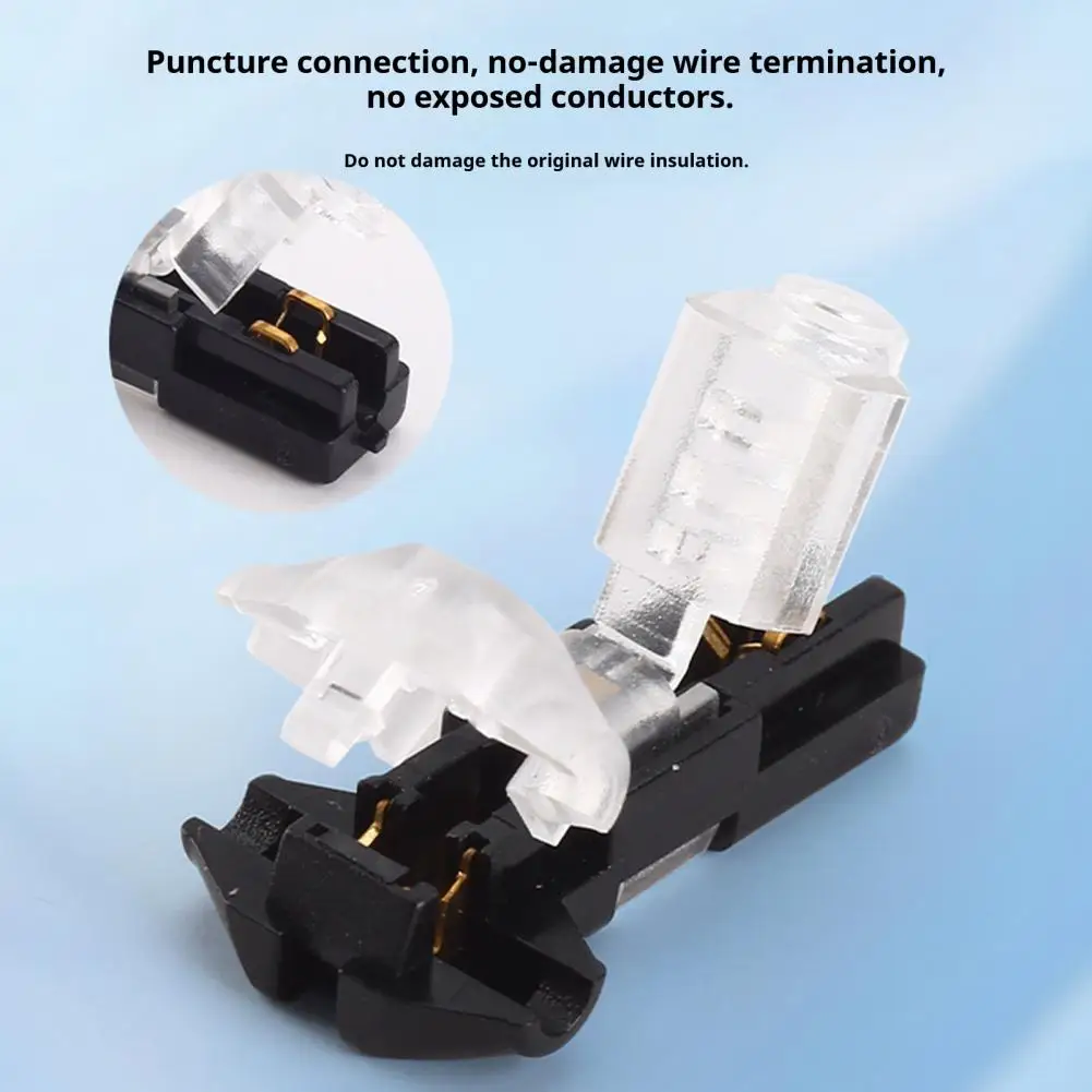 10/20Pcs T Tap Wire Splice Connector 3 Way 1 Pin Solderless Low Voltage Cable Connector 18-22 AWG Wires Quick Connector