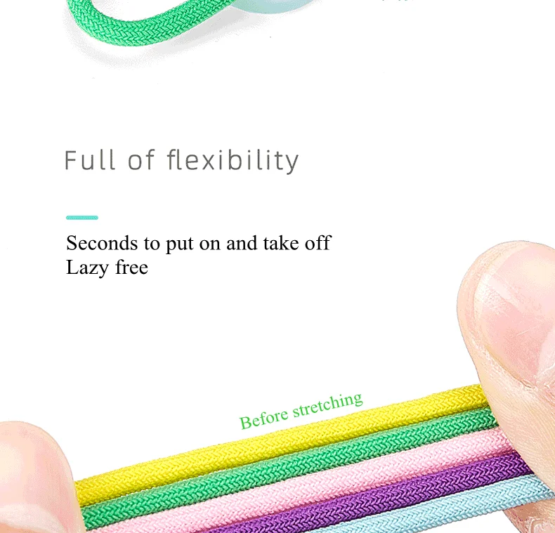 Keine Schnürsenkel, elastische, runde Schnürsenkel ohne Binden, Sneaker-Schnürsenkel mit Federverschluss, schnelles Schnürsystem ohne Binden, Schnürsenkel für Kinder und Erwachsene, Neu. – Detail 6