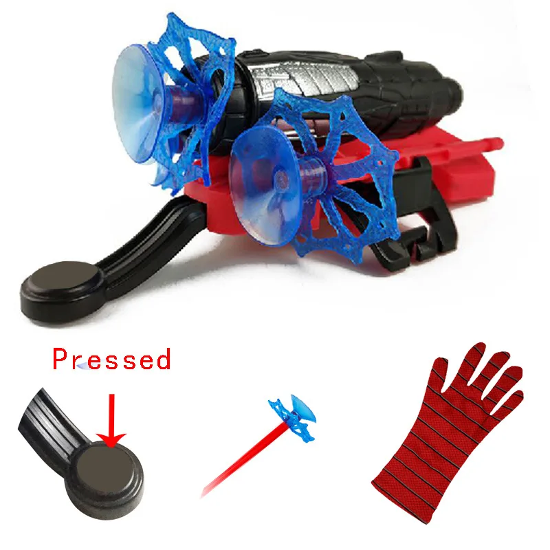 

Halloween Superhero Spiderman Figure Toy Plastic Cosplay Glove Launcher Prop Set Hero Launcher Wrist Toy Set Funny Toys Gift