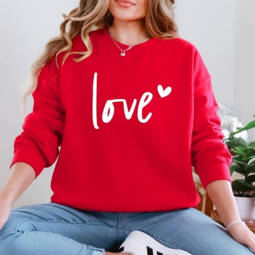 

Love Sweatshirt Couple Sweatshirt Valentines Day Gift Sweatshirt Heart Love Hoodie Gift for Her Sweater Winter Clothes Women