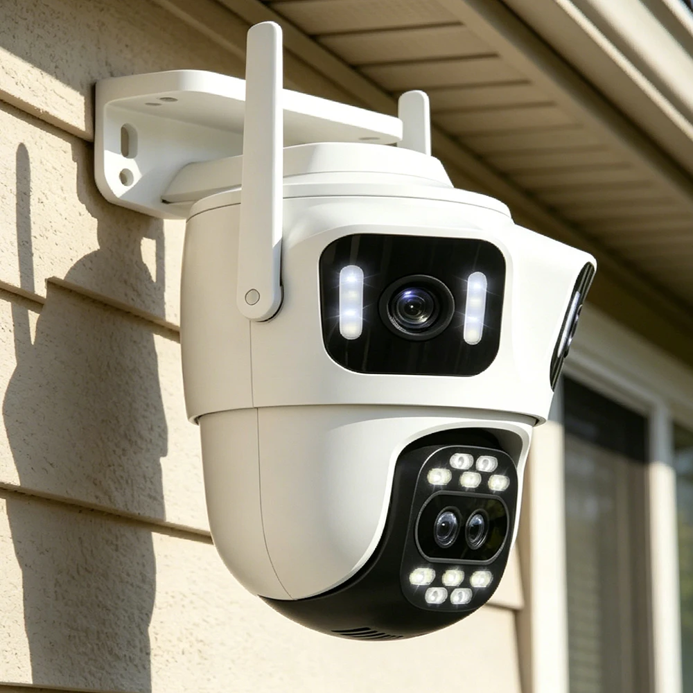 Four Lens Four Screen PTZ Camera 8X Zoom WIFI Human Detecton Camera Three Lens Security Auto Tracking Surveillance Camera iCsee