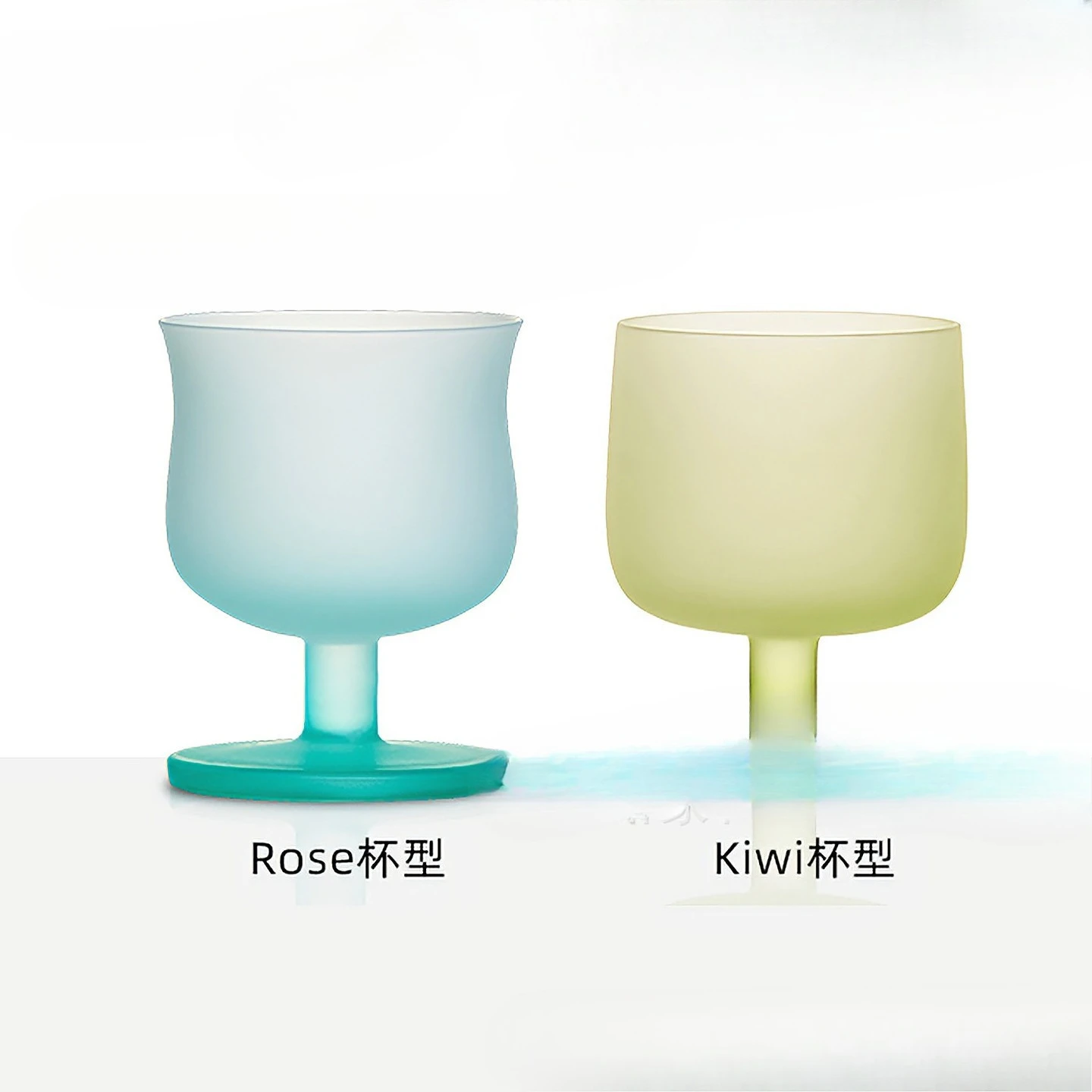 Strange small wine glasses, tall wine glasses, water