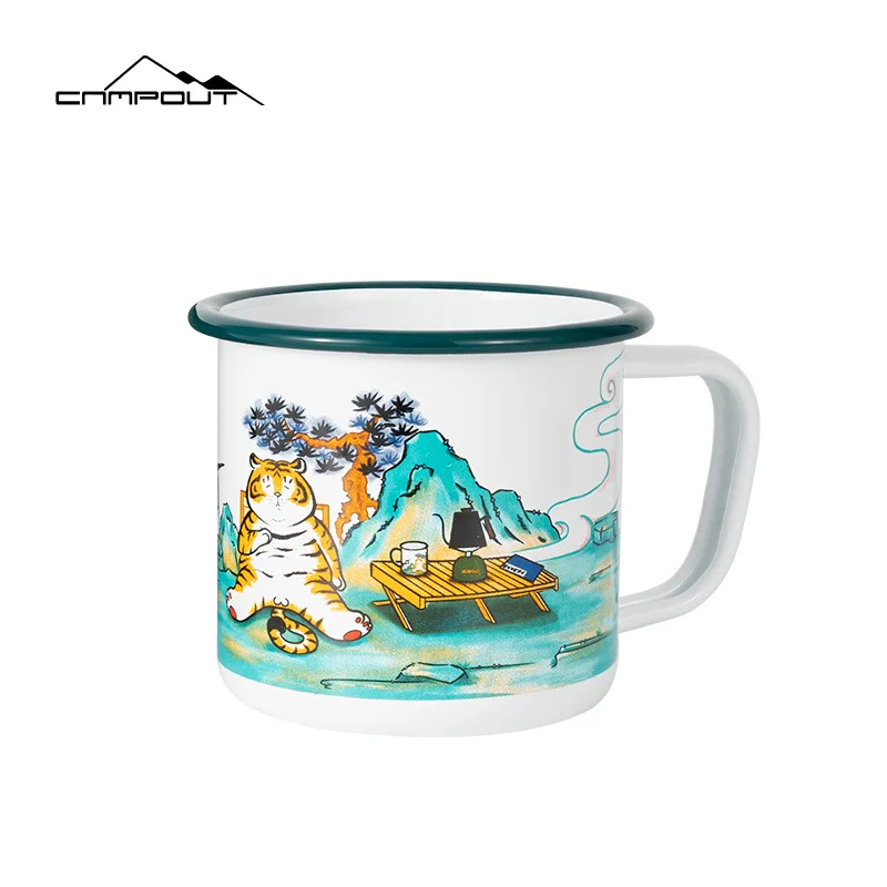 Outdoor Ceramic Mug Retro Creative Rolled Edge Enamel Thickened Enamel