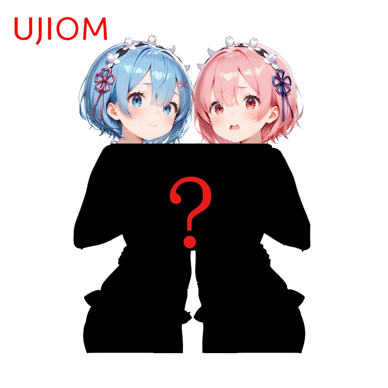 UJIOM Rem And Ram Pretty Girls Wall Sticker Artistic Tendy Occlusion Scratch Graphics Decal Suitable For Kitchen Cupboard Decor