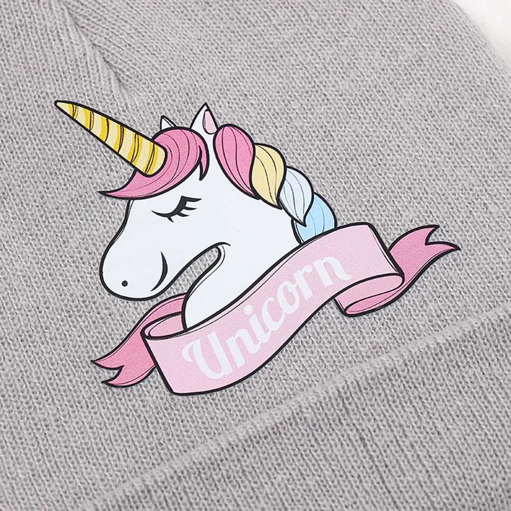 Children\'s Unicorn Caps Baby Hat Korean Baby Boys Girls Beanies Cap Winter Warm Knitted Toddler Kids Hats Bonnet 2-10 Years